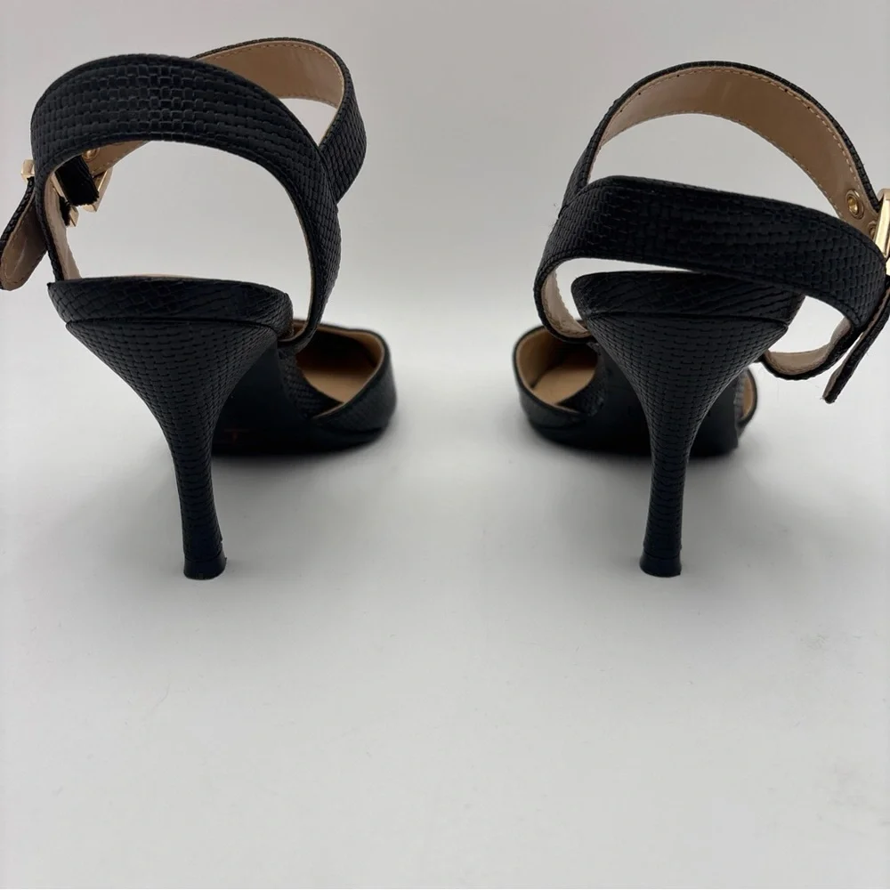 Unisa Black Pointed Heels with‎ Ankle Strap